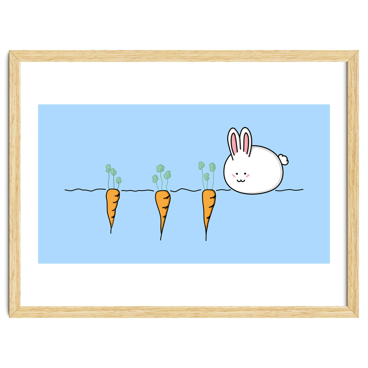 Kawaii Cute Rabbit With Carrots