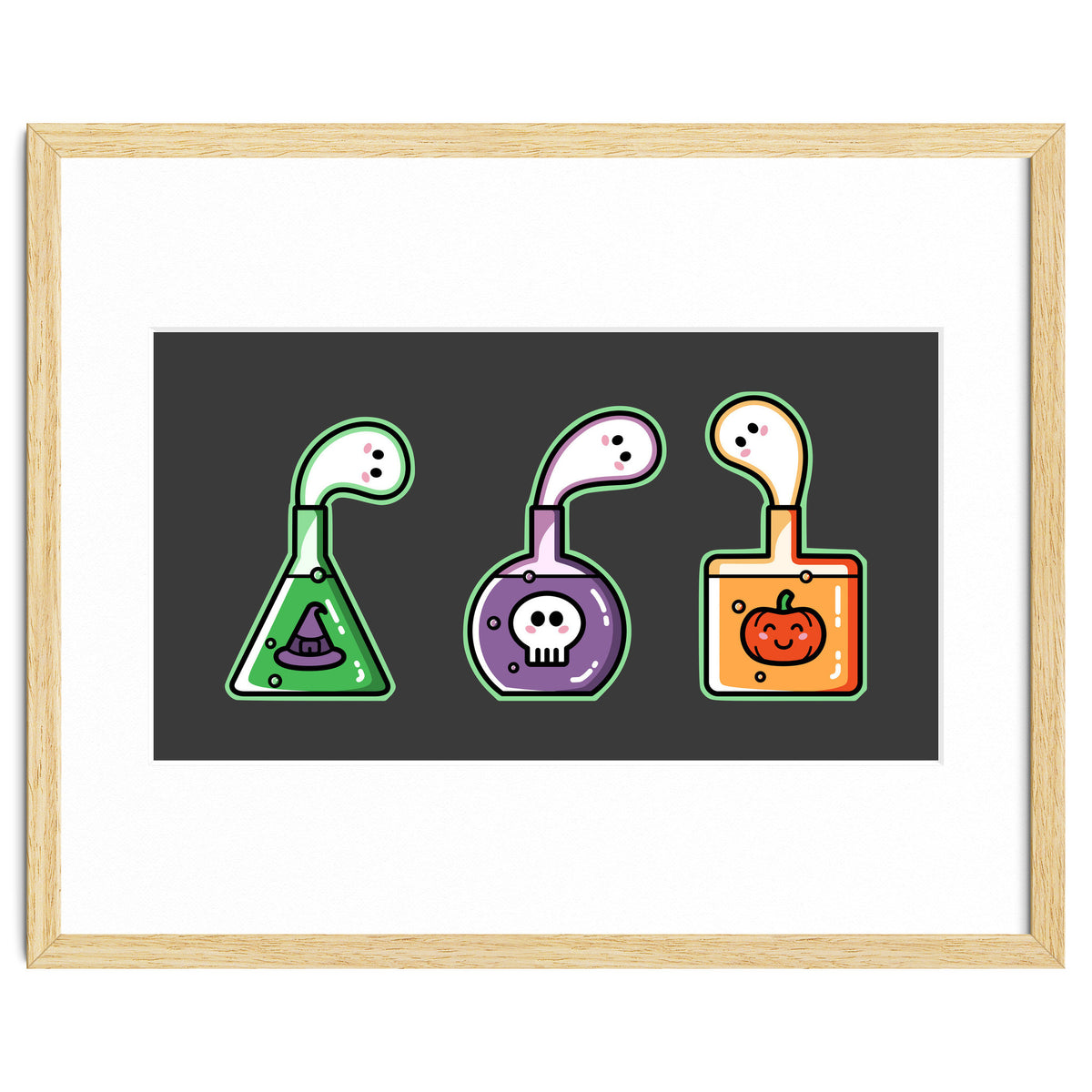 Kawaii Cute Halloween Potions - witches hat, skull, pumpkin, ghosts