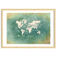 World Map White Green