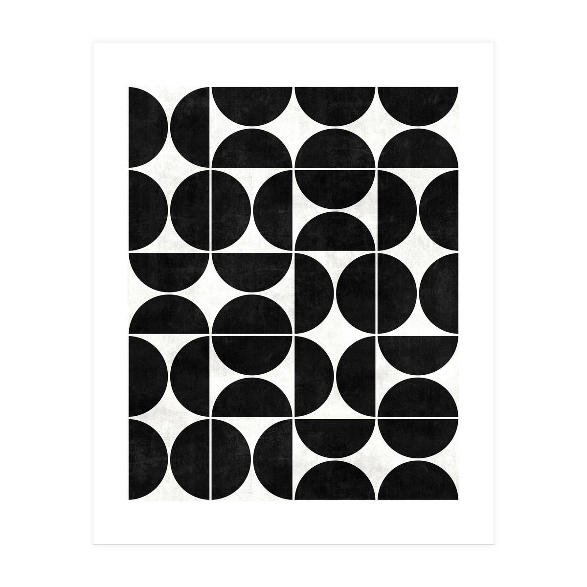 Mid-Century Modern Pattern No.3 - Black and White Concrete (Print Only)