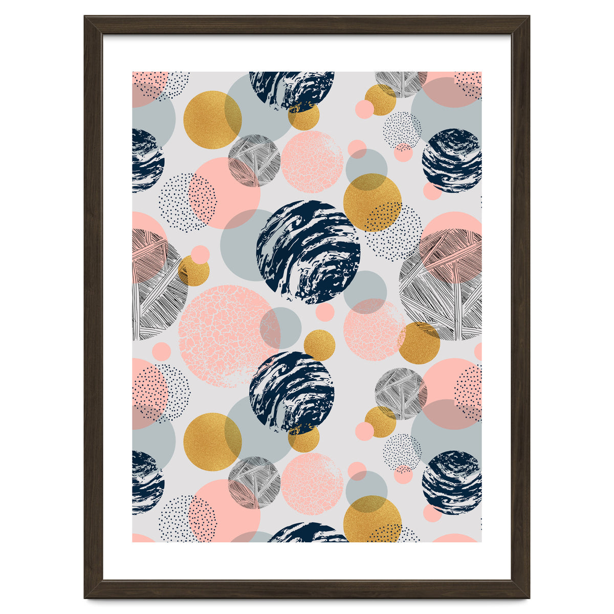 Pattern of abstract textured circles