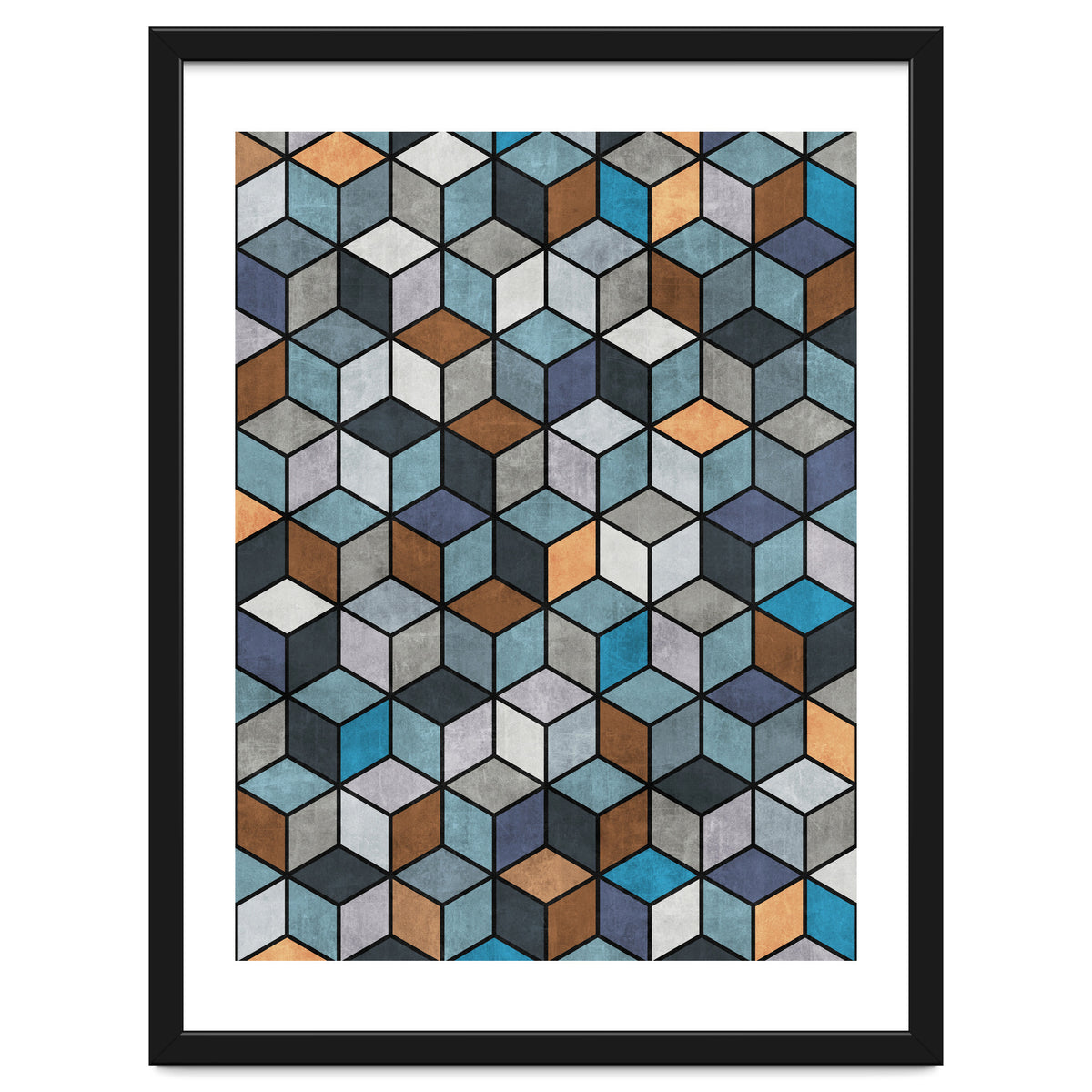 Colorful Concrete Cubes - Blue, Grey, Brown