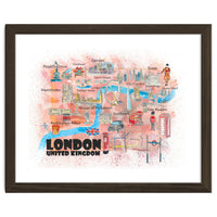 London Uk Illustrated Travel Poster Favorite Map Tourist Highlights M