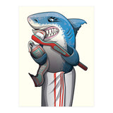 Great White Shark Brushing Teeth (Print Only) thumbnail
