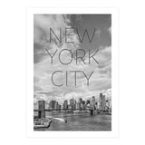 NYC Brooklyn Bridge & Lower Manhattan | Text & Skyline (Print Only) thumbnail