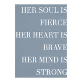 Fierce, Brave, Strong Female Empowerment Quote Blue (Print Only) thumbnail