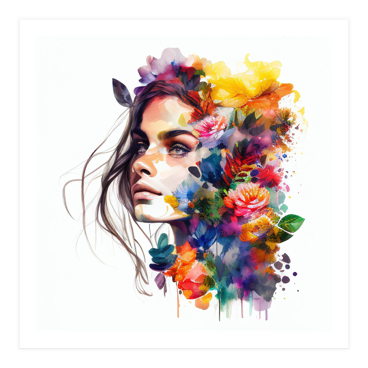 Watercolor Tropical Woman #18 (Print Only)