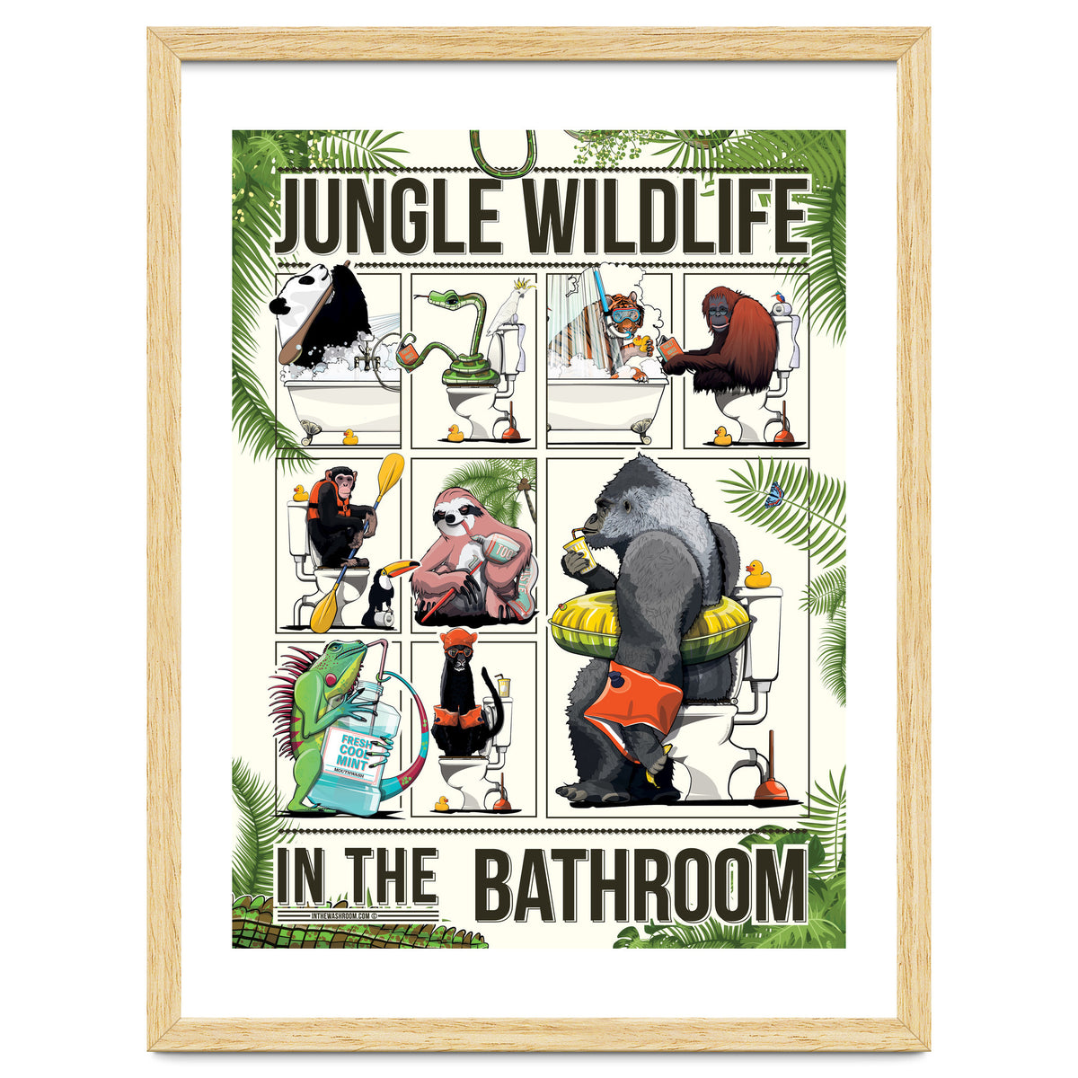 Jungle Wildlife in the Bathroom, funny toilet humour