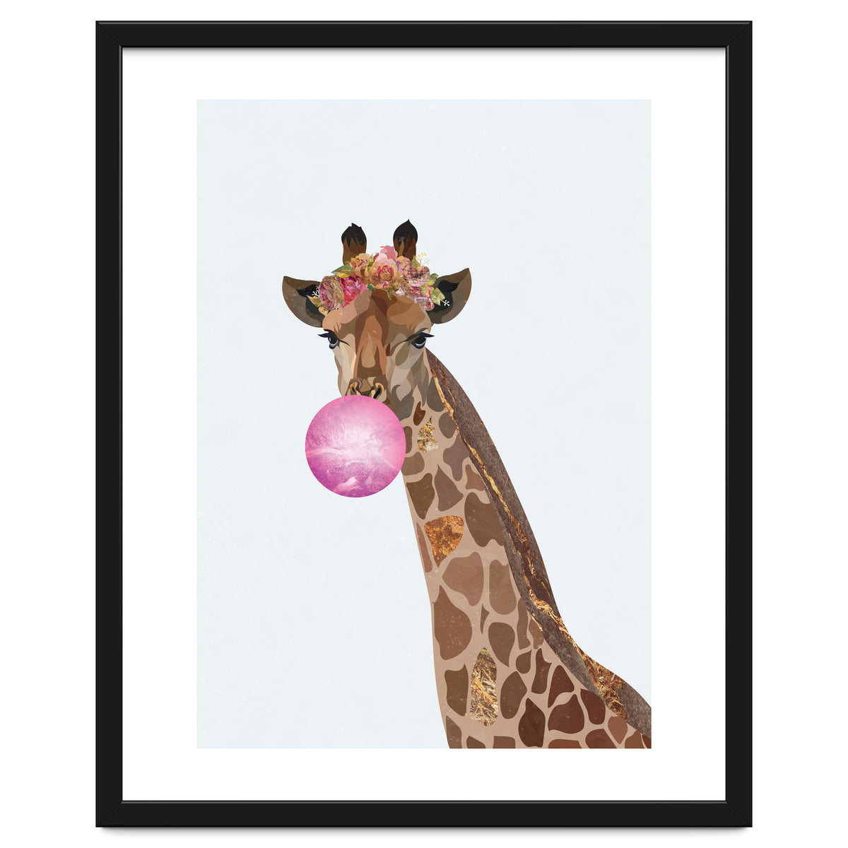 Bubble gum Giraffe Portrait