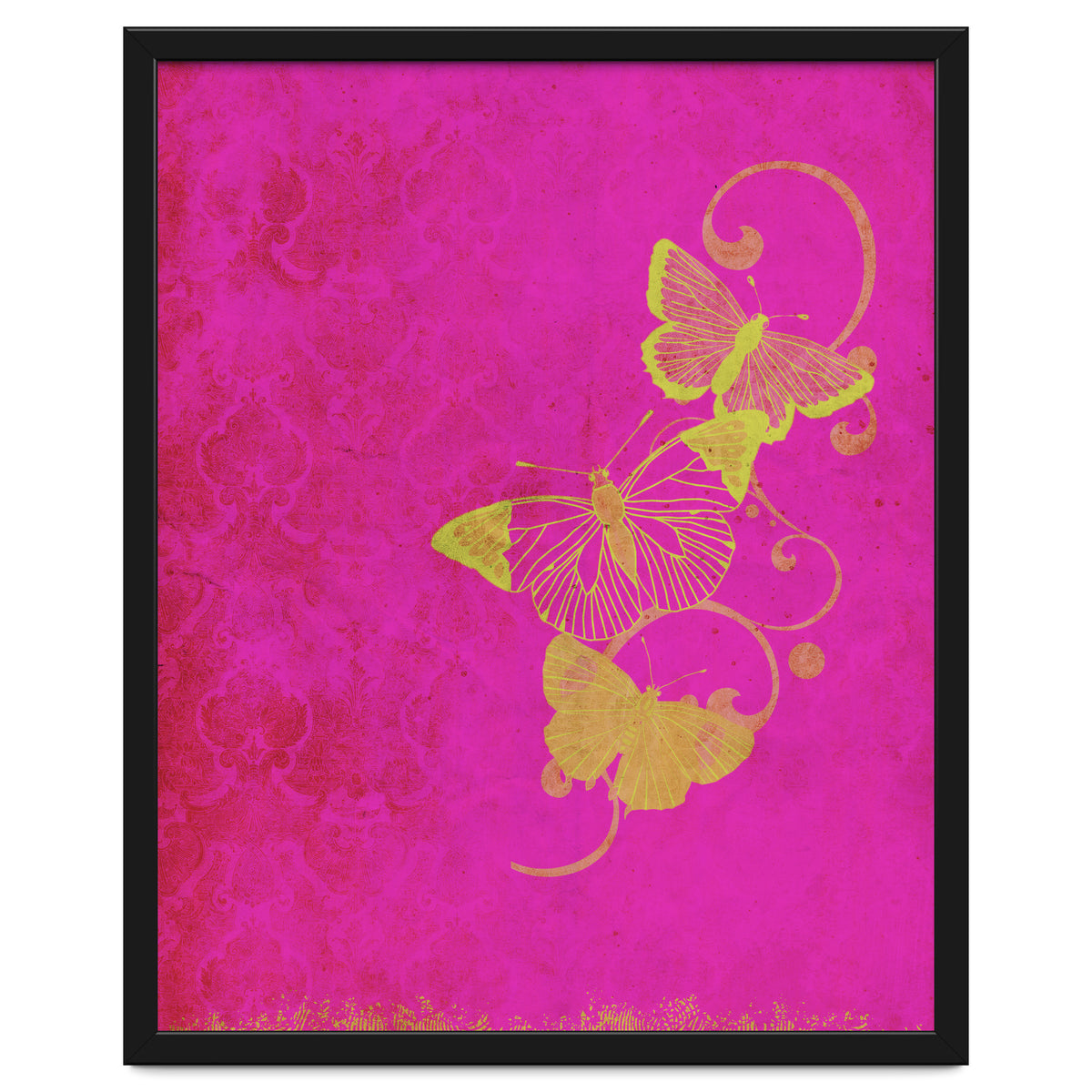 Yellow Butterflies on Pink