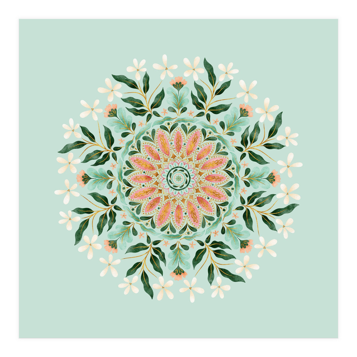 Floral Mandala | Mint Green (Print Only)