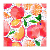 Citrus Tropical | Juicy Fruits Polka Dots | Food Orange Grapefruit Pink Watercolor Botanica (Print Only) thumbnail