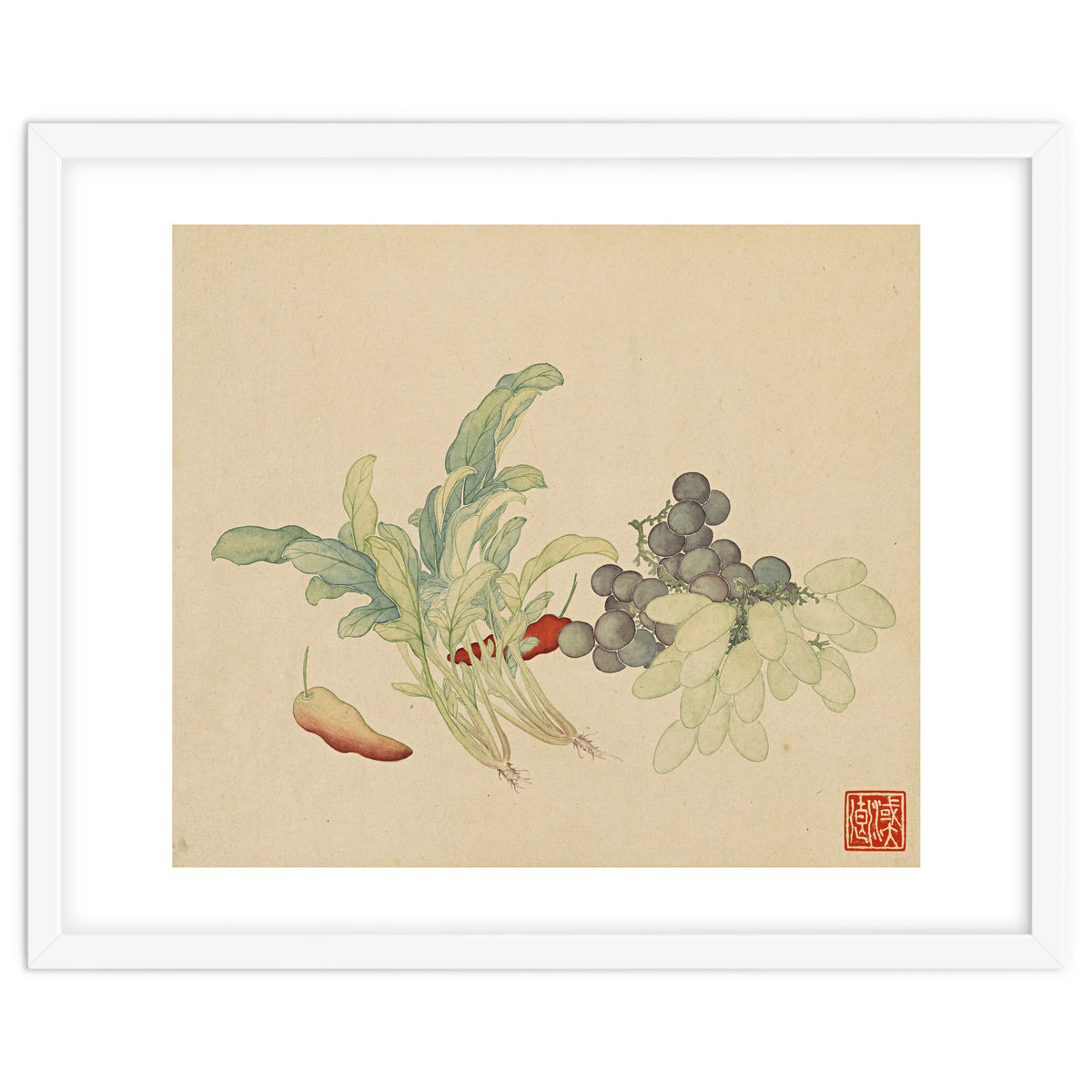 Wang Chengyu ~ Flowers And Vegetables, Vegetables, Fruits, Peppers, Millet Hot, Grapes, Spinach
