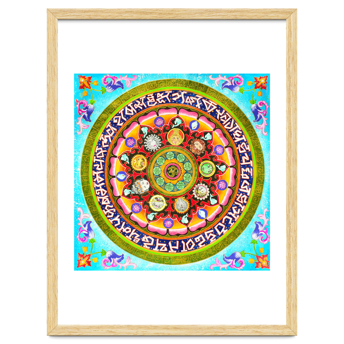 Chakra Mandala, Ayurveda Yoga Aum, Eclectic Colorful Bohemian Sun Sign Moon Sign Zodiac Astrology