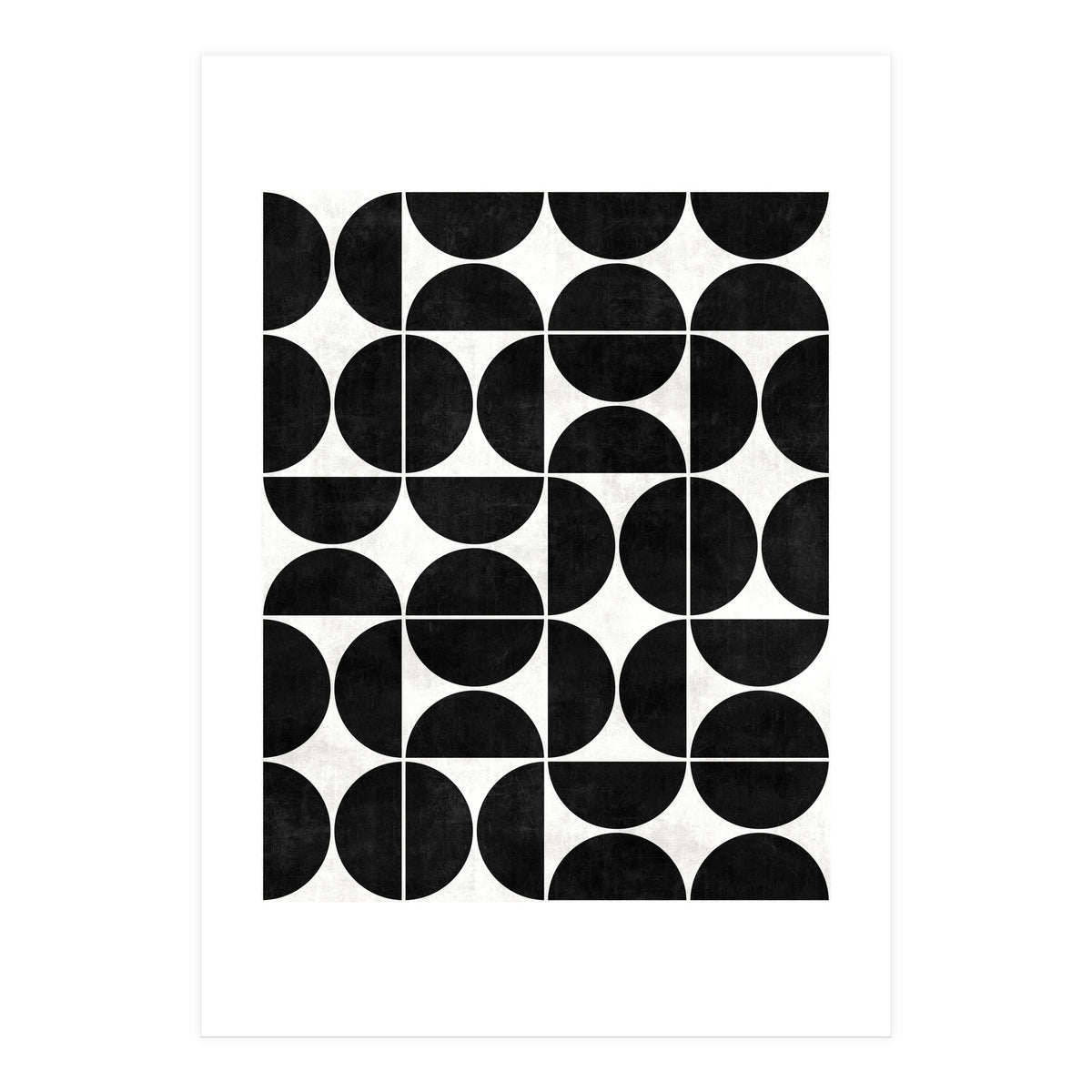 Mid-Century Modern Pattern No.3 - Black and White Concrete (Print Only)