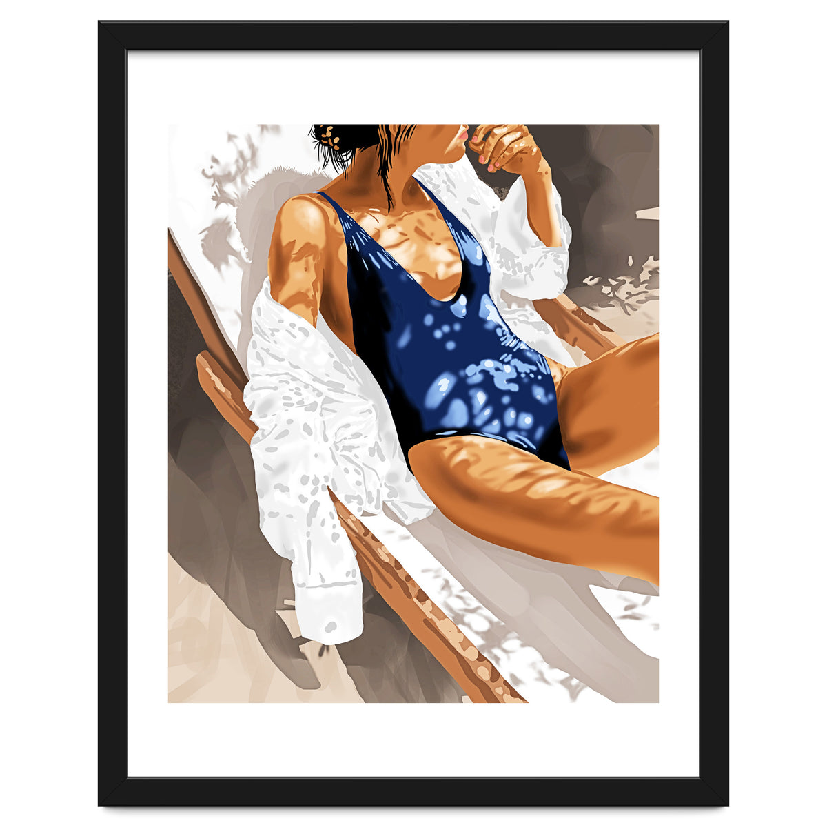 Girls Just Wanna Have Sun Painting, Woman Fashion Swim Beach Vacation Travel Summer Illustration