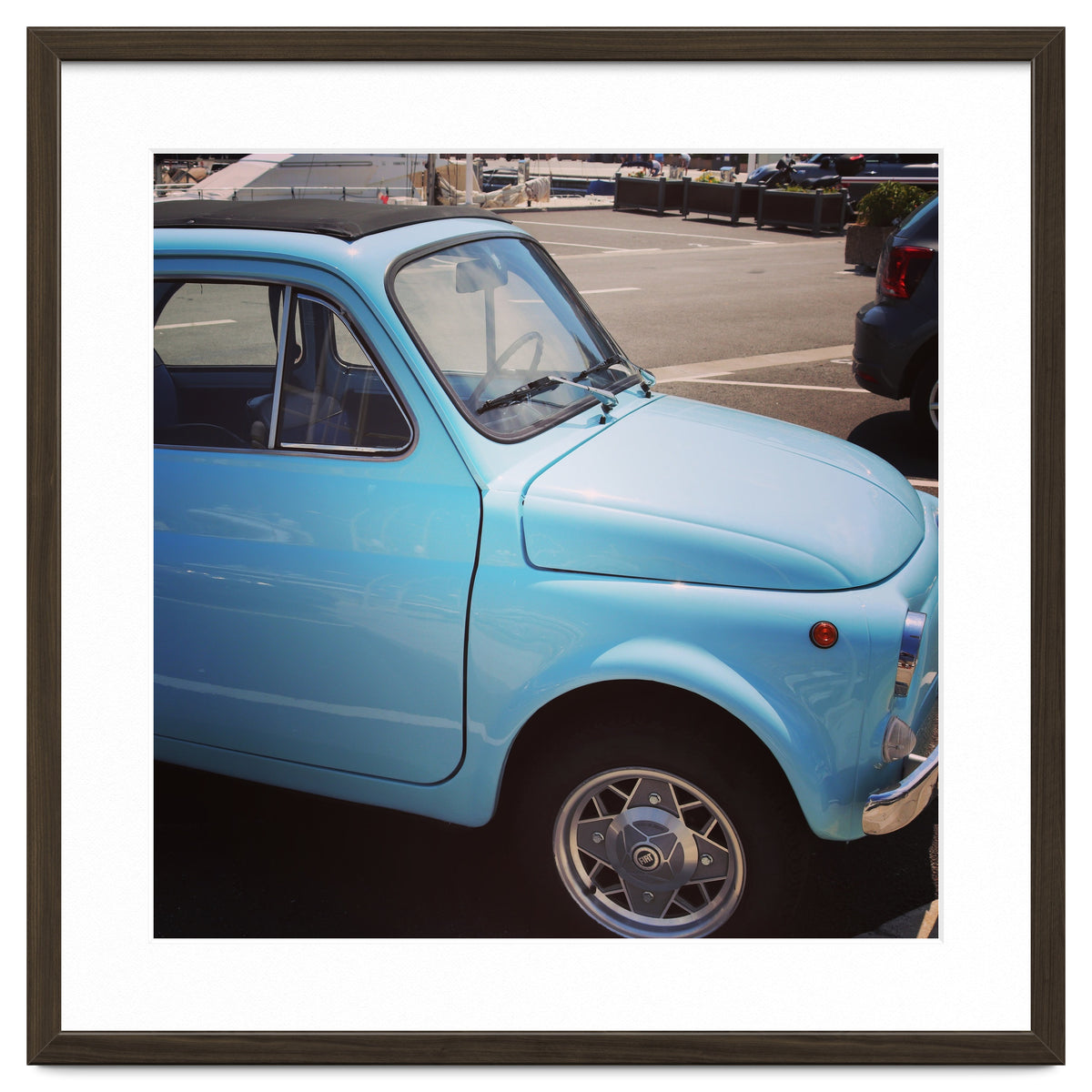 Pale blue Fiat 500