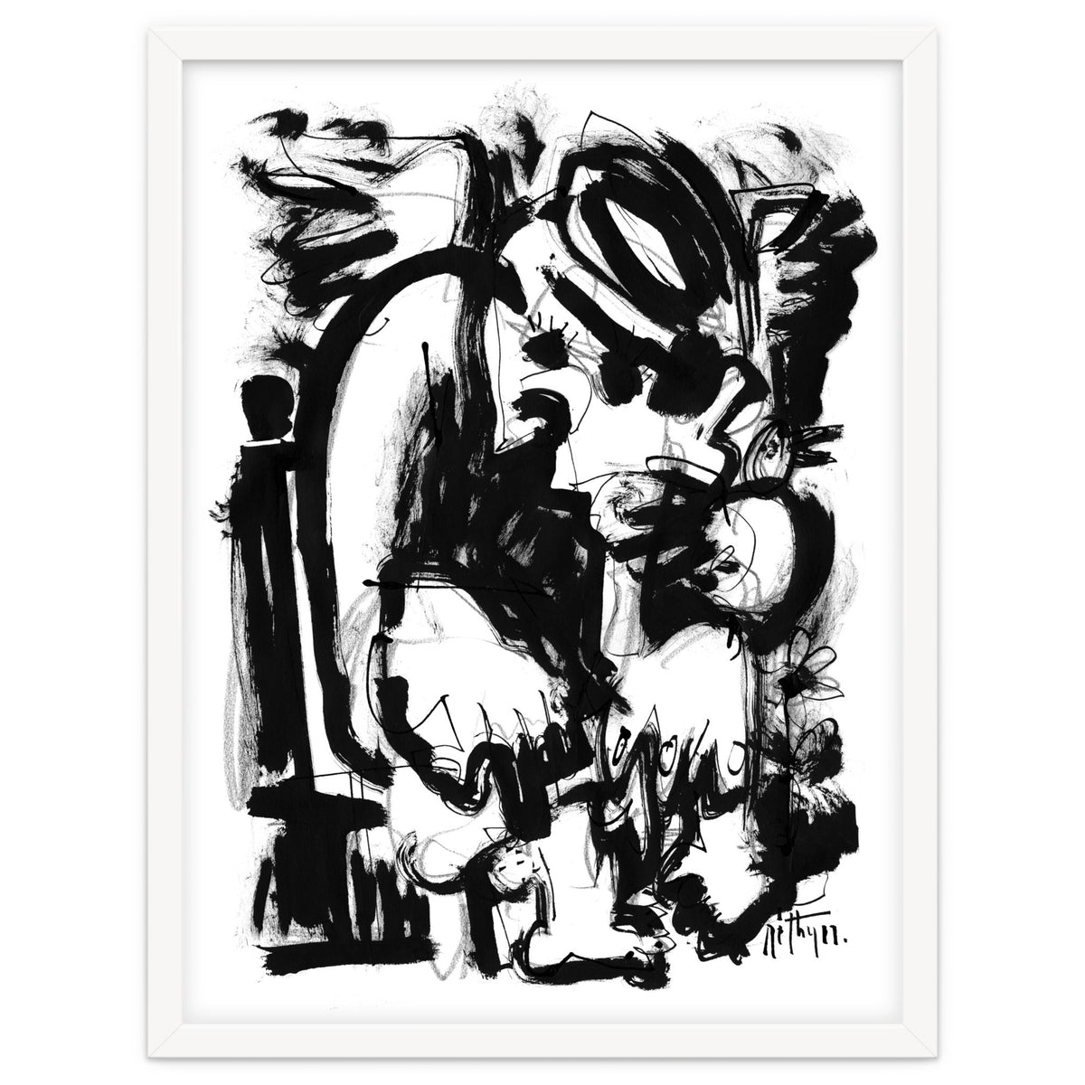 Saint With Bird - b&w