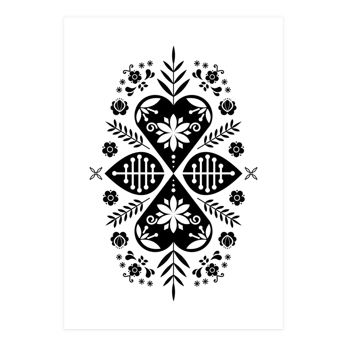 Scandinavian Folk Pattern Monochrome (Print Only)