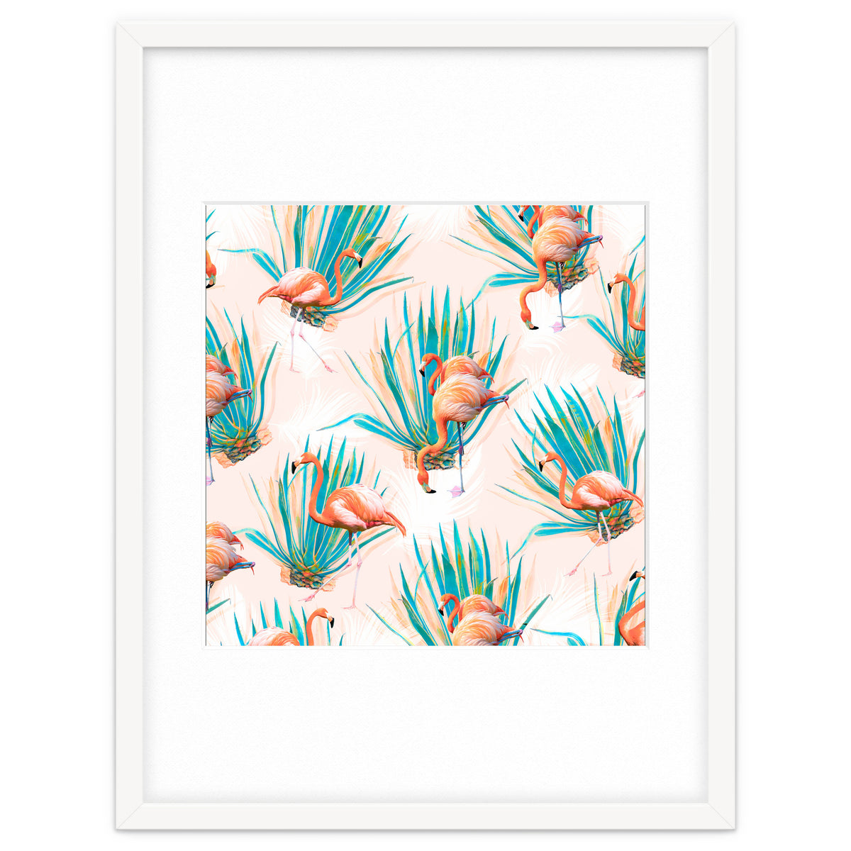 Anaglyph Flamingos with cactus