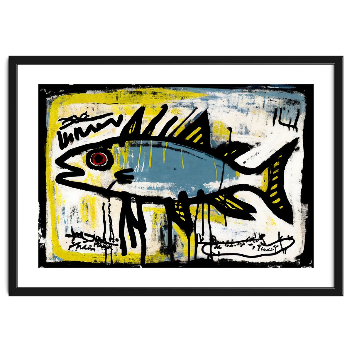 Blue Trout in Spray Painted Style Painting