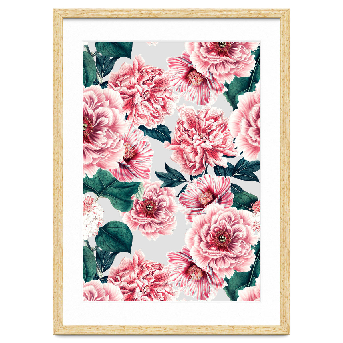 Pattern pink vintage peonies