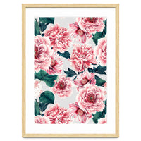 Pattern pink vintage peonies