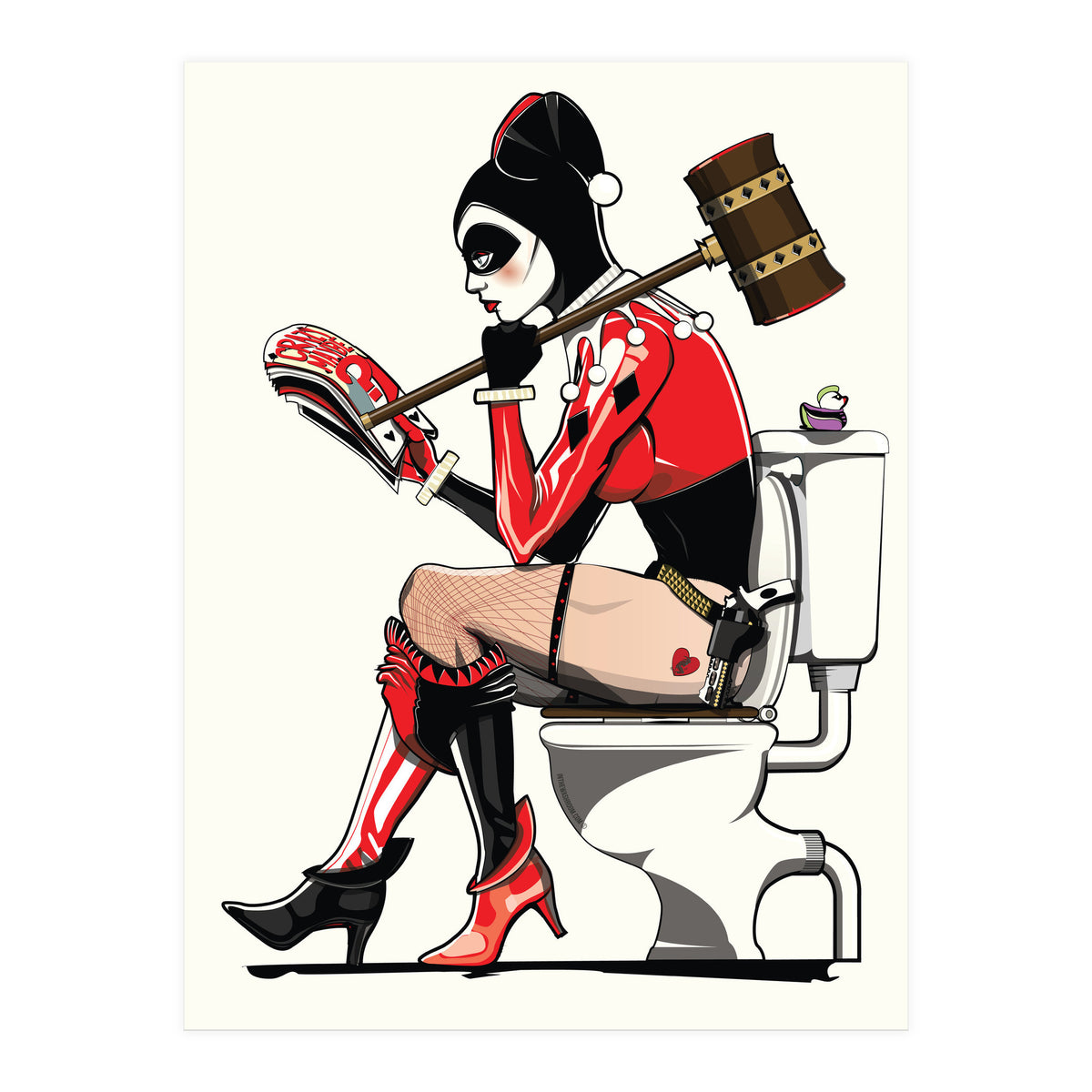 Harley Quinn on the Toilet, funny Bathroom Humour (Print Only)