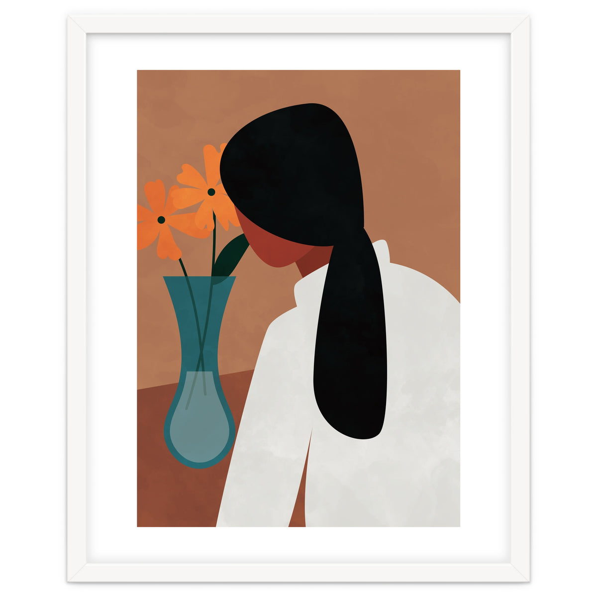 Modern Boho Woman with Flowers