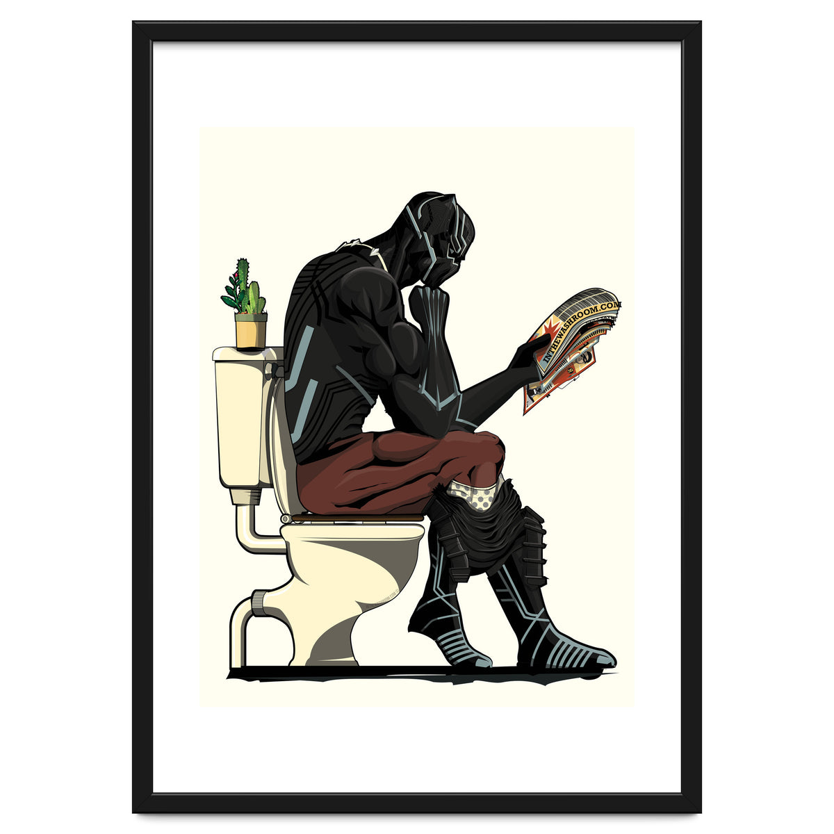 Black Panther on the Toilet, funny bathroom humour