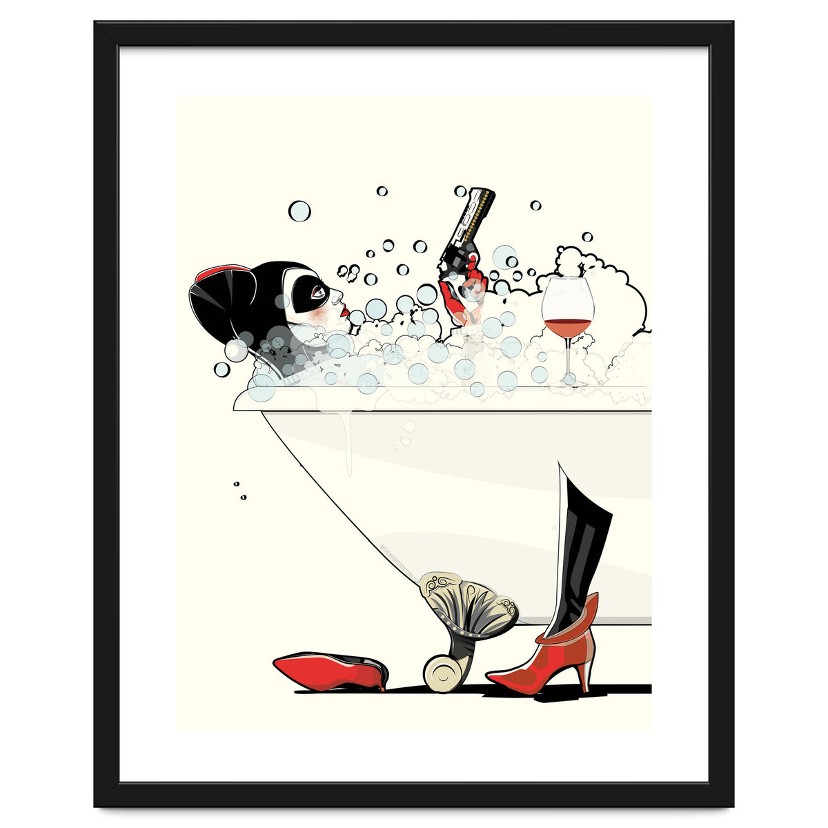 Harley Quinn in the Bath, funny Bathroom Humour