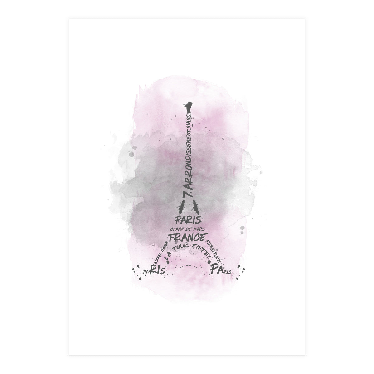 Watercolor Art Eiffel Tower | pink (Print Only)