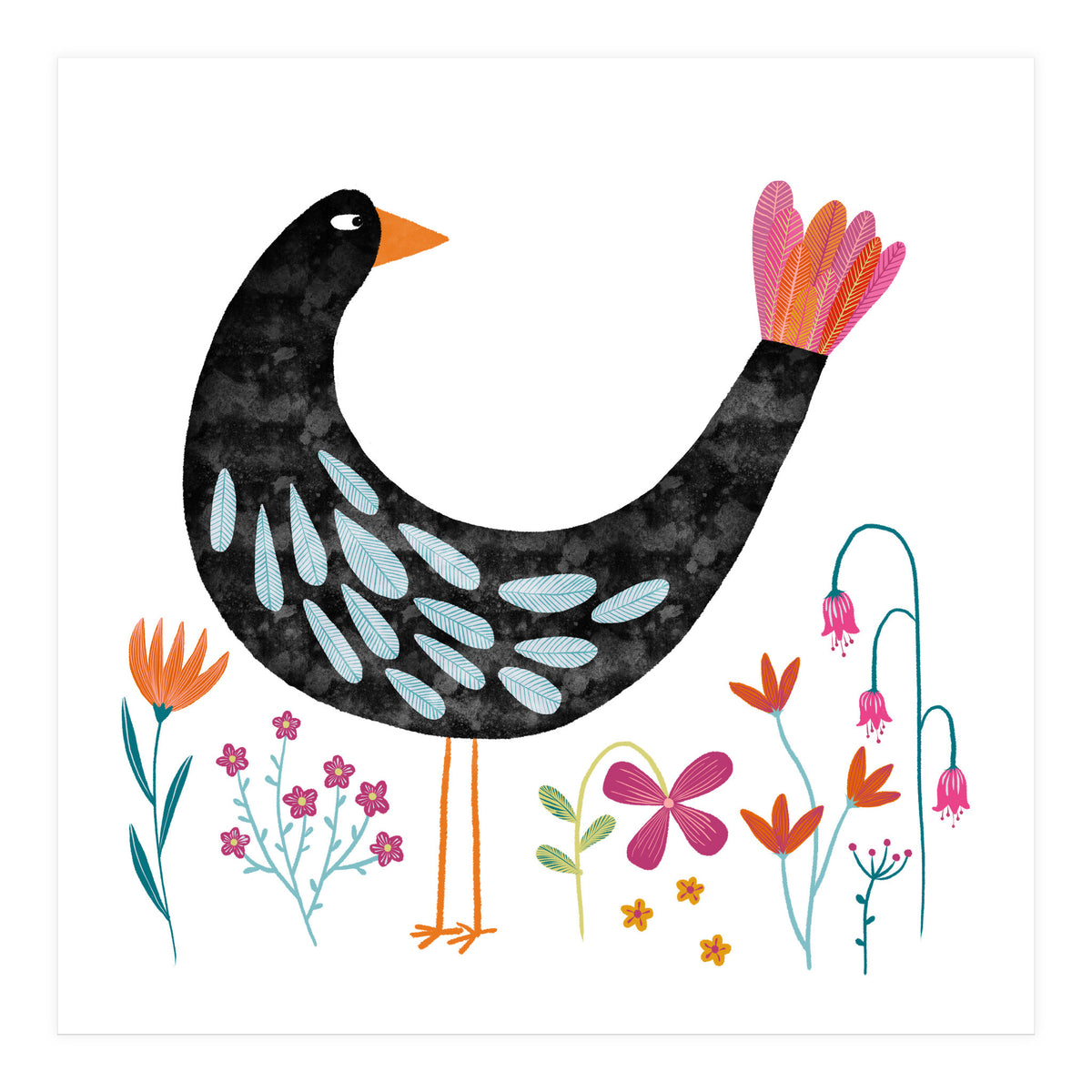 Bird with a Fancy Tail (Print Only)