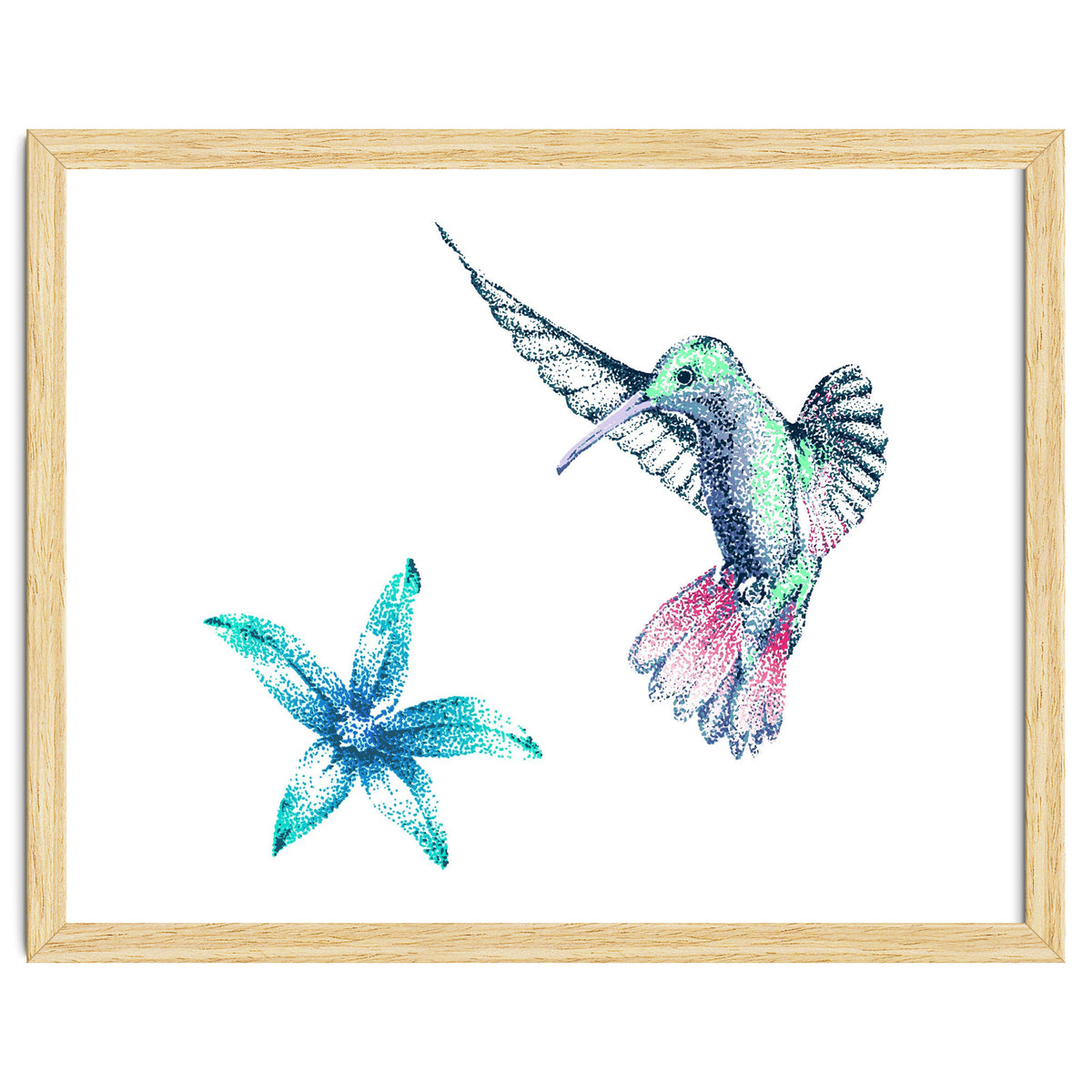 Green Hummingbird And Tropical Flower