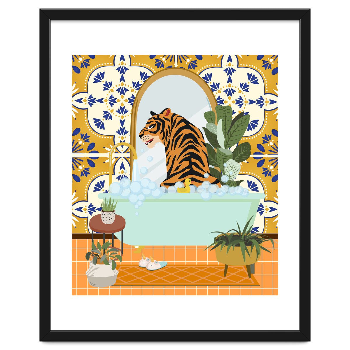 Tiger Bathing in Moroccan Style Bathroom