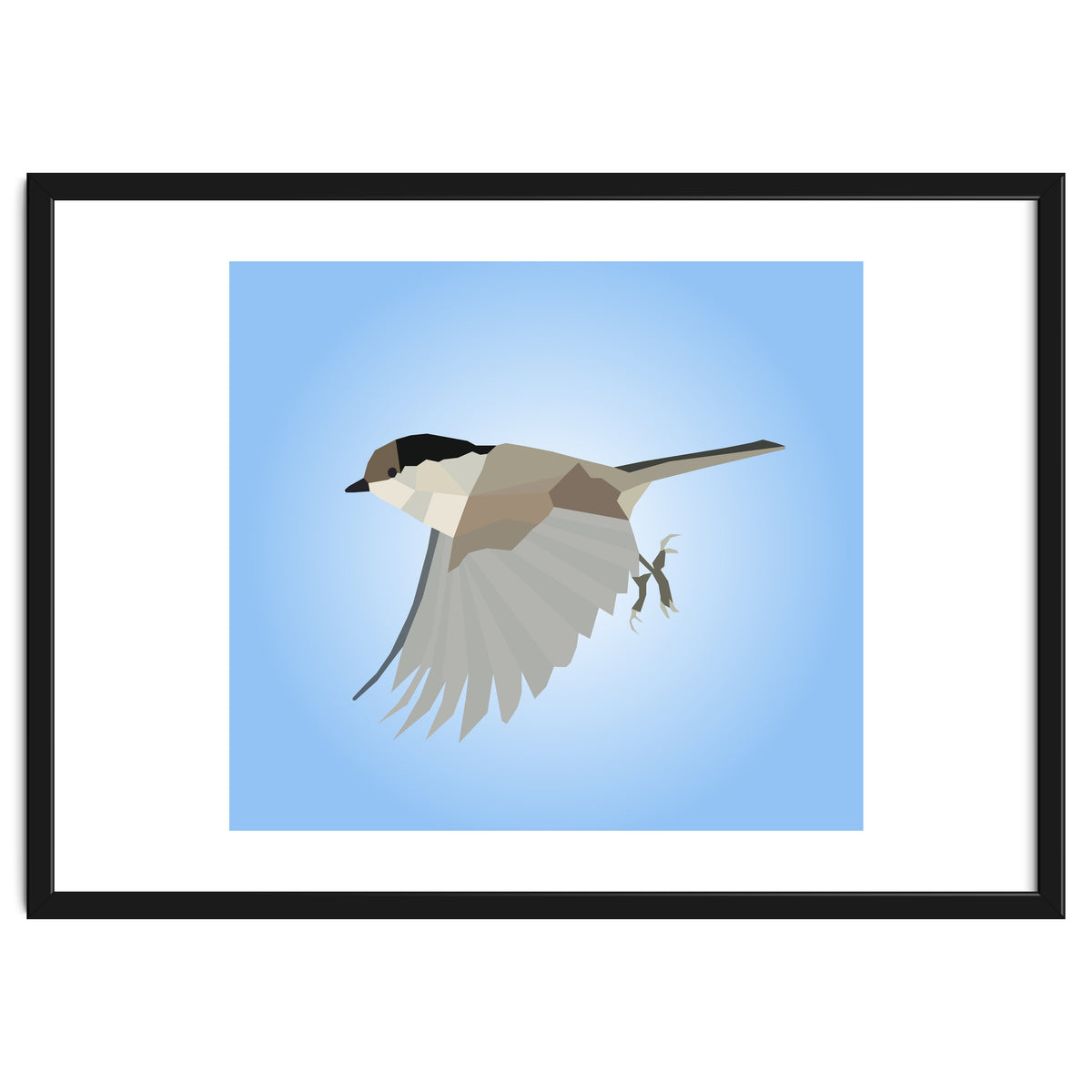Willow Tit Bird Low Poly Art