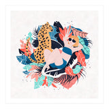 Yellow Hair Tropical Girl With Cheetah (Print Only) thumbnail