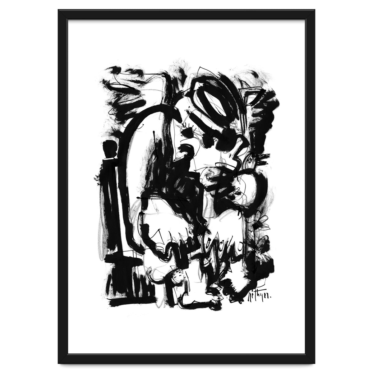 Saint With Bird - b&w