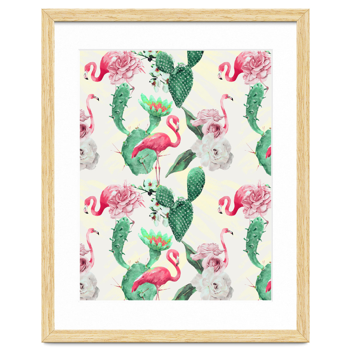 Flamingos, geometric and flowers