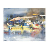 Yachts in the port. Watercolor art (Print Only) thumbnail