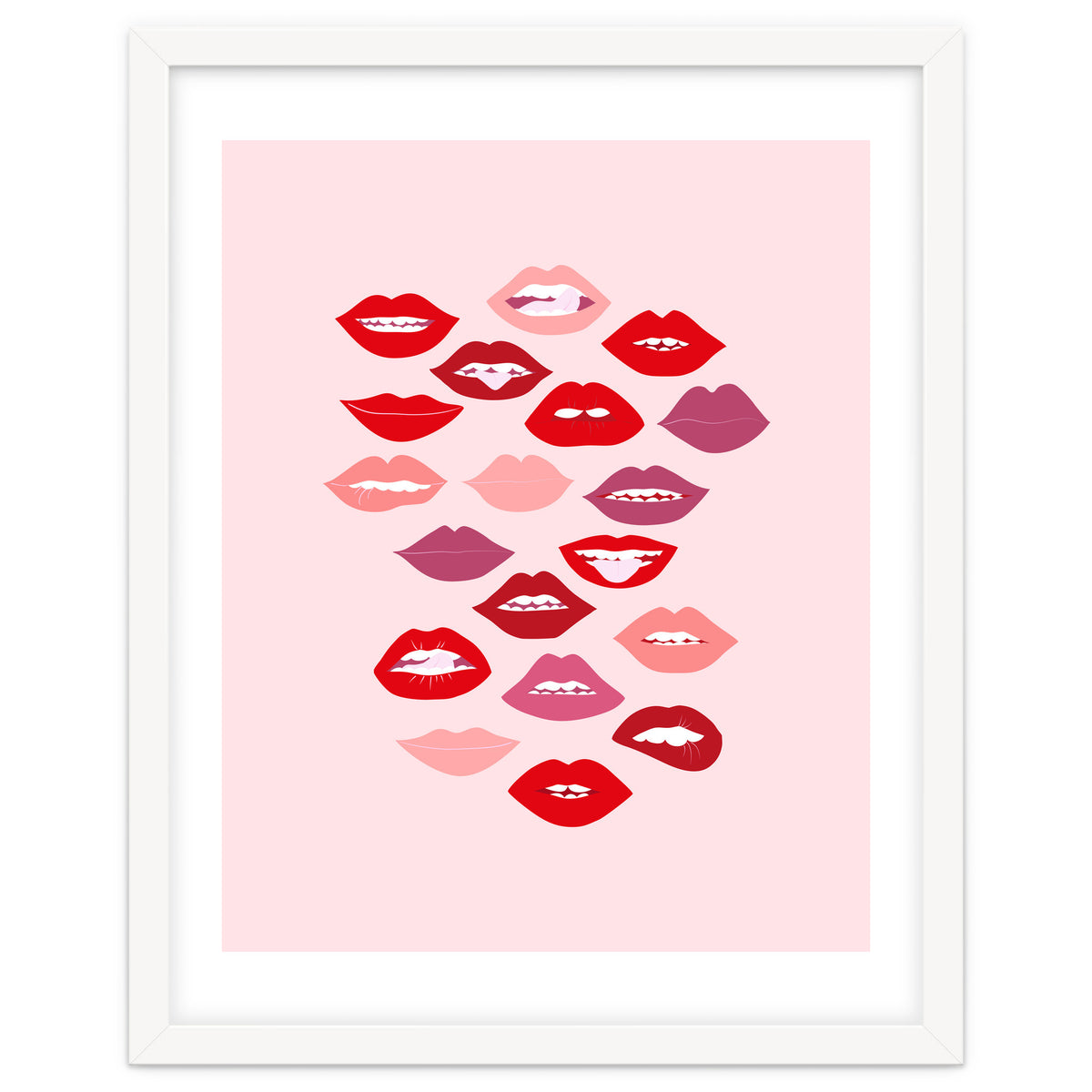 Lips Red with Pink Background