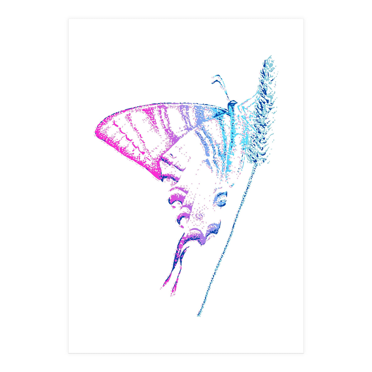 Swallowtail On Grass in Pinquoise (Print Only)