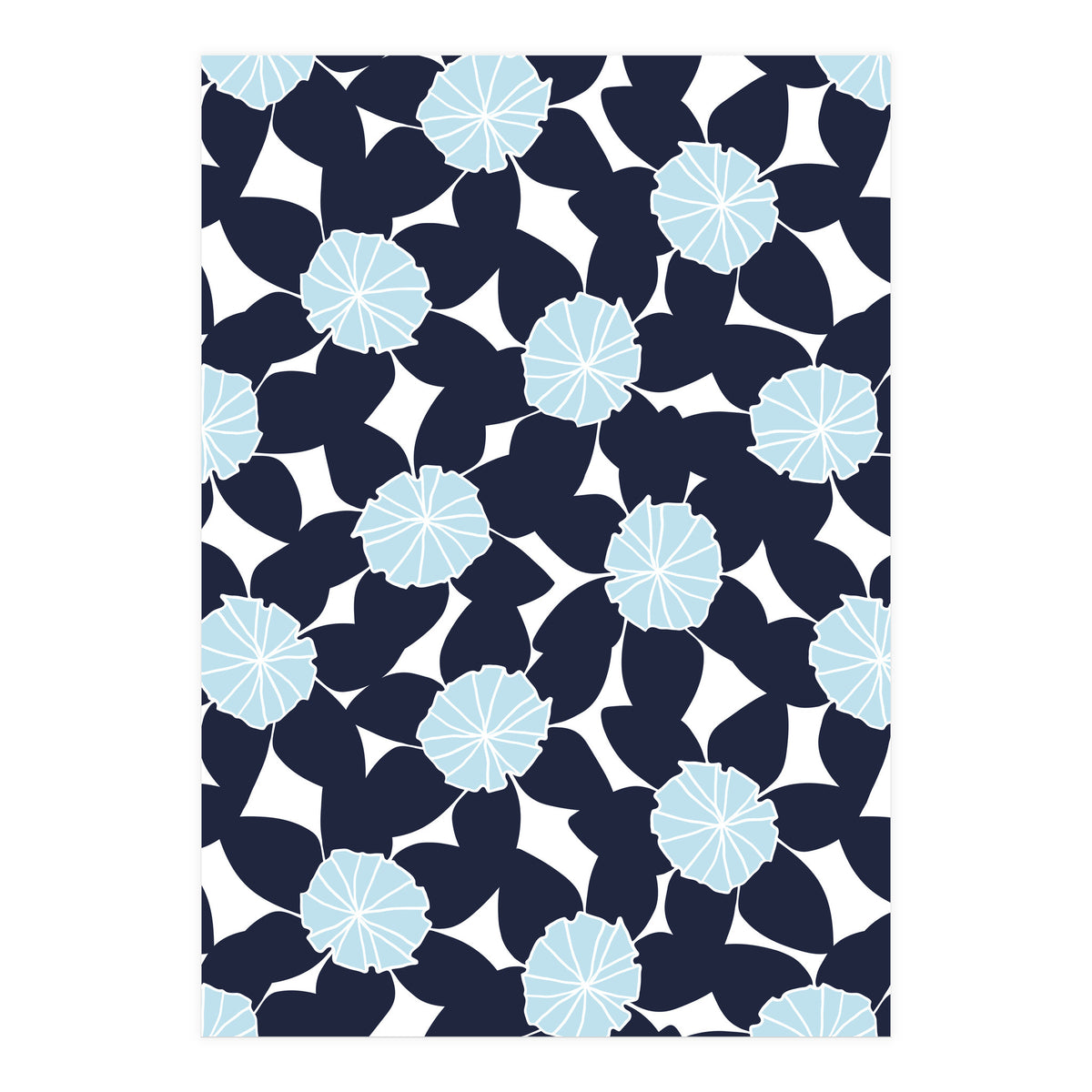 Pastel Blue Abstract Flower Pattern (Print Only)
