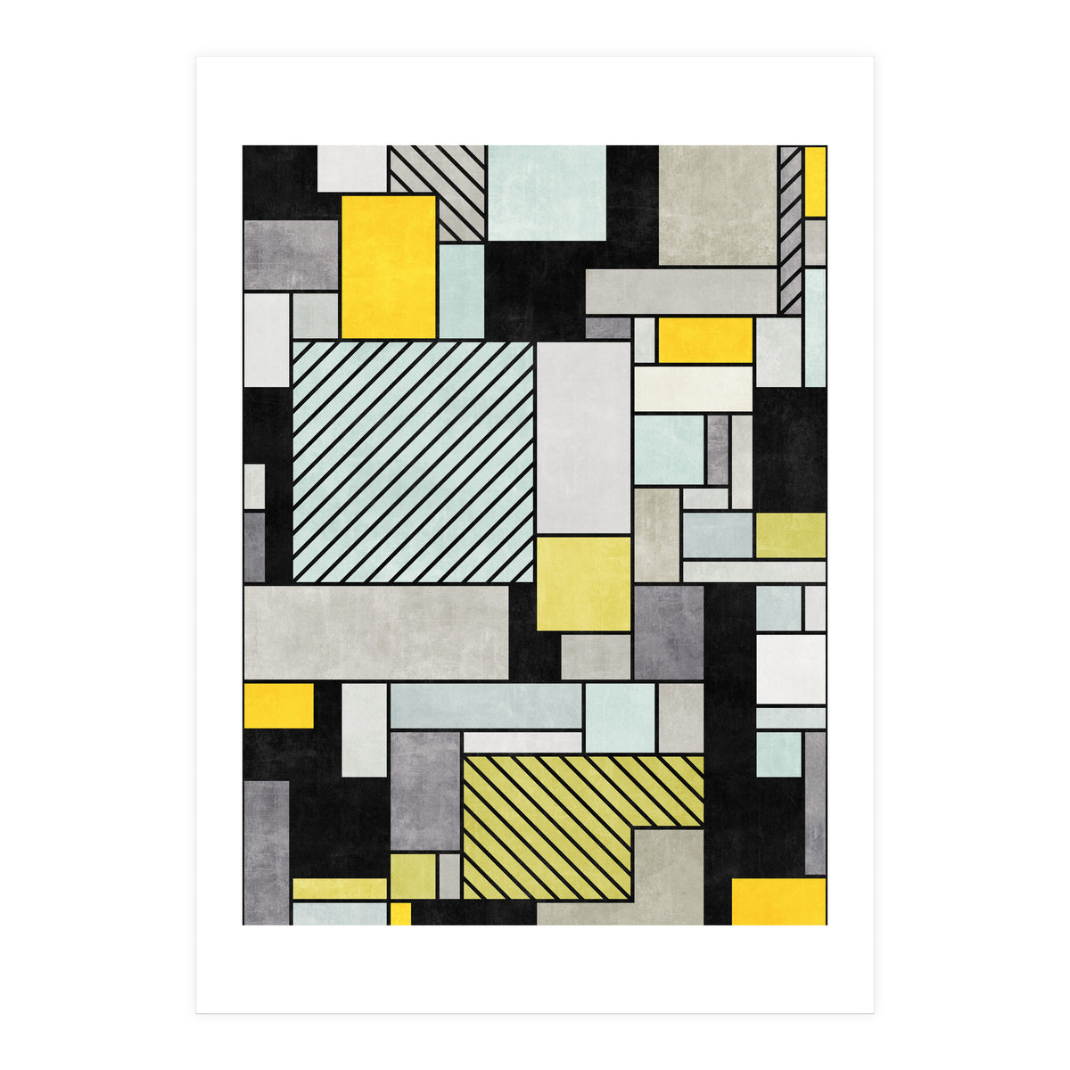 Random Concrete Pattern - Yellow, Blue, Grey (Print Only)