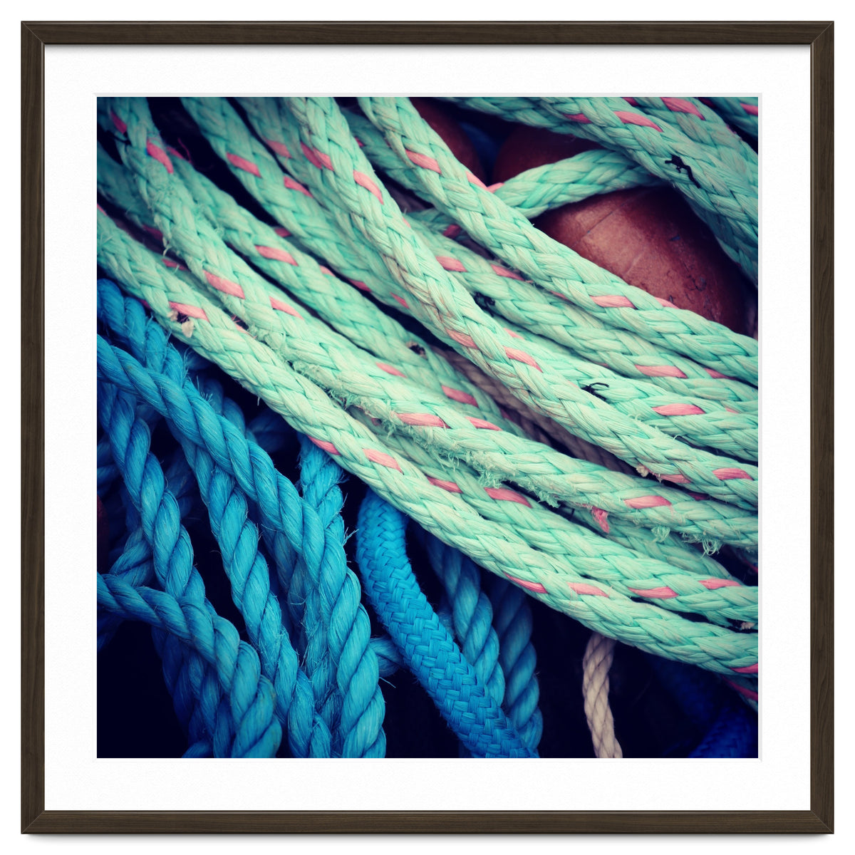 fishing ropes: blue and green