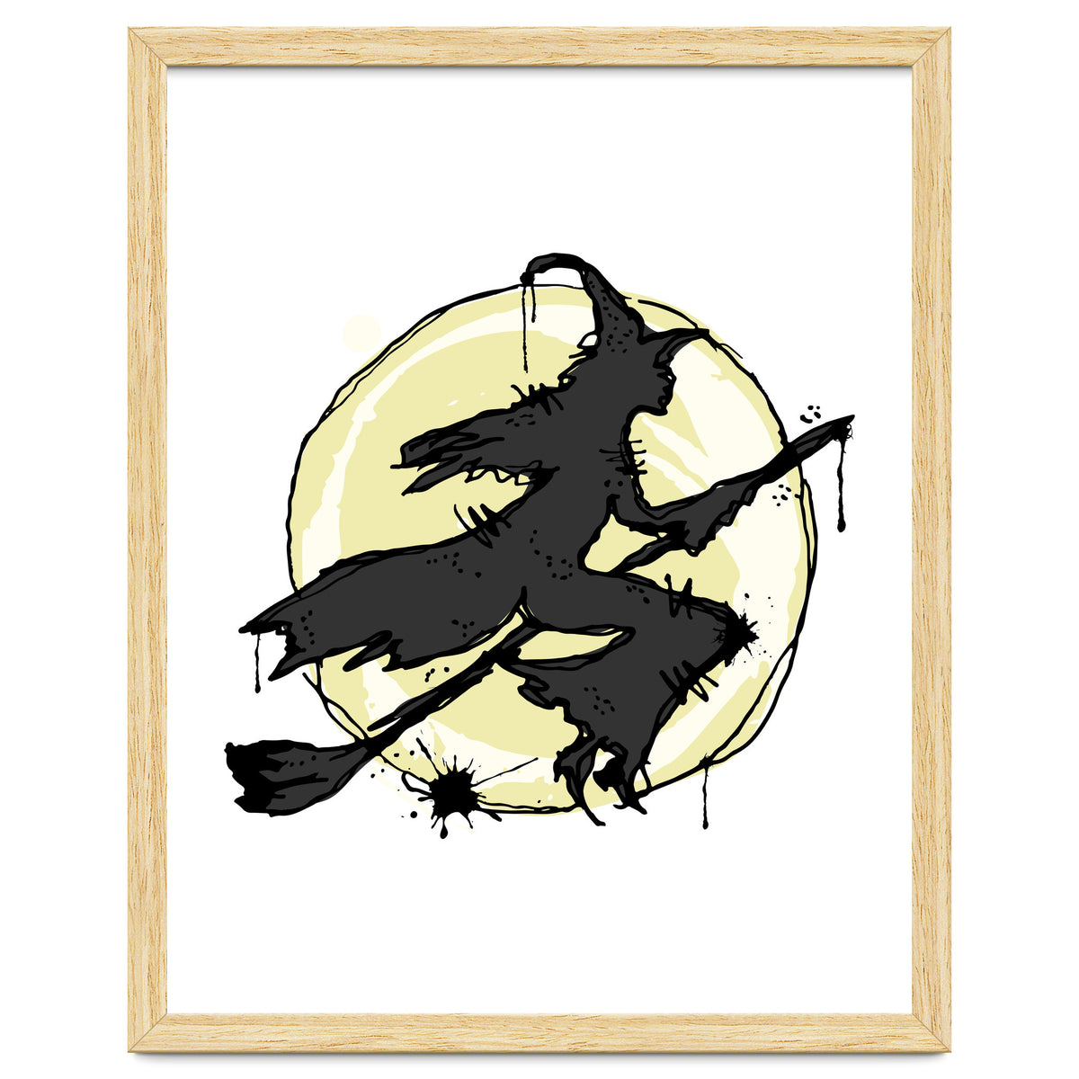 Witch on her broom sketch