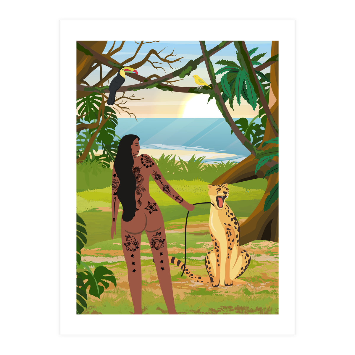 Boho Girl with Cheetah (Print Only)