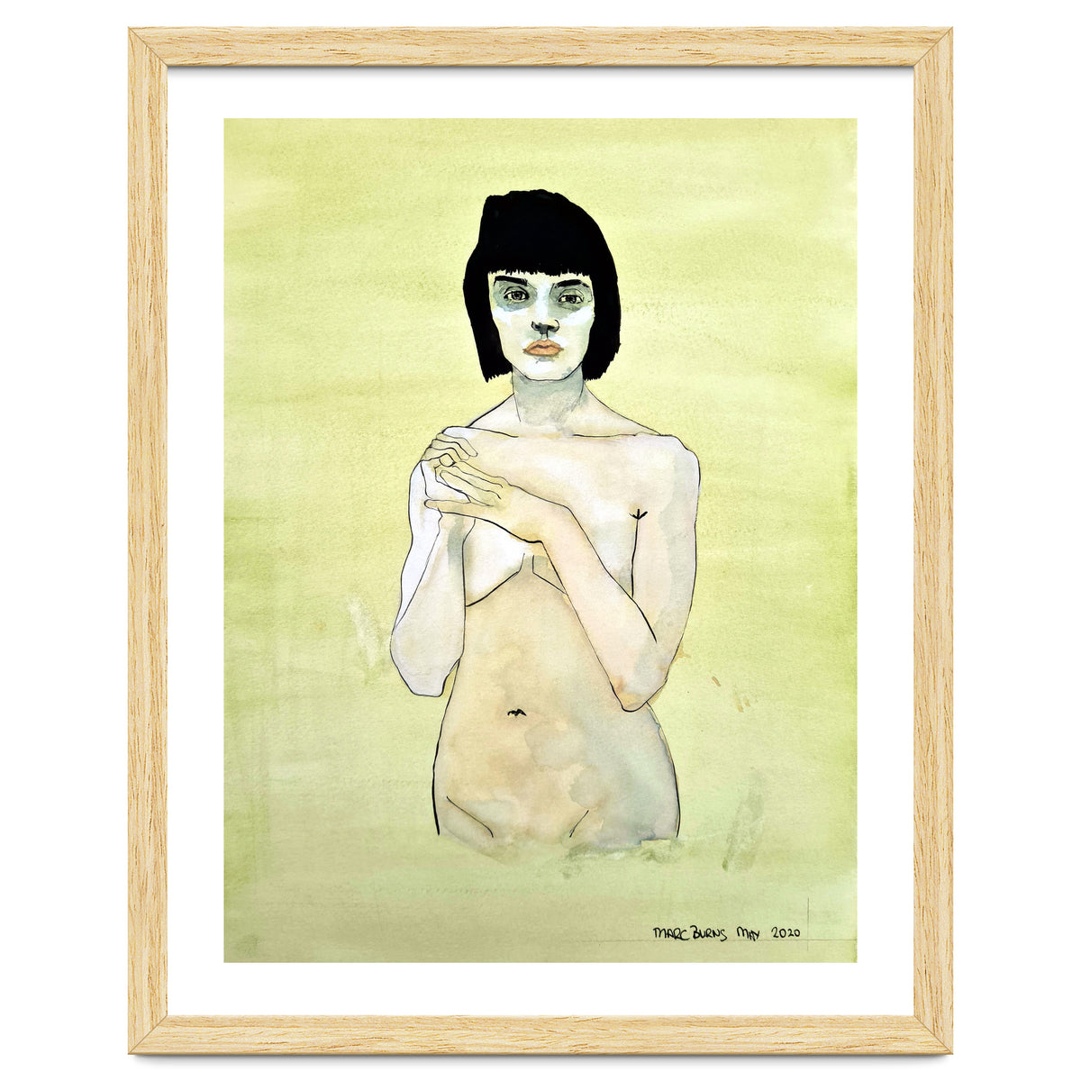 Untitled #75 Nude on a yellow-green ground