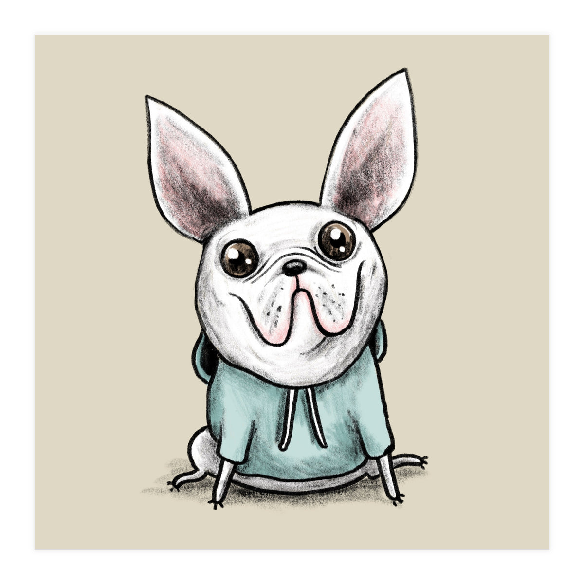 French Bulldog in a Hoodie (Print Only)