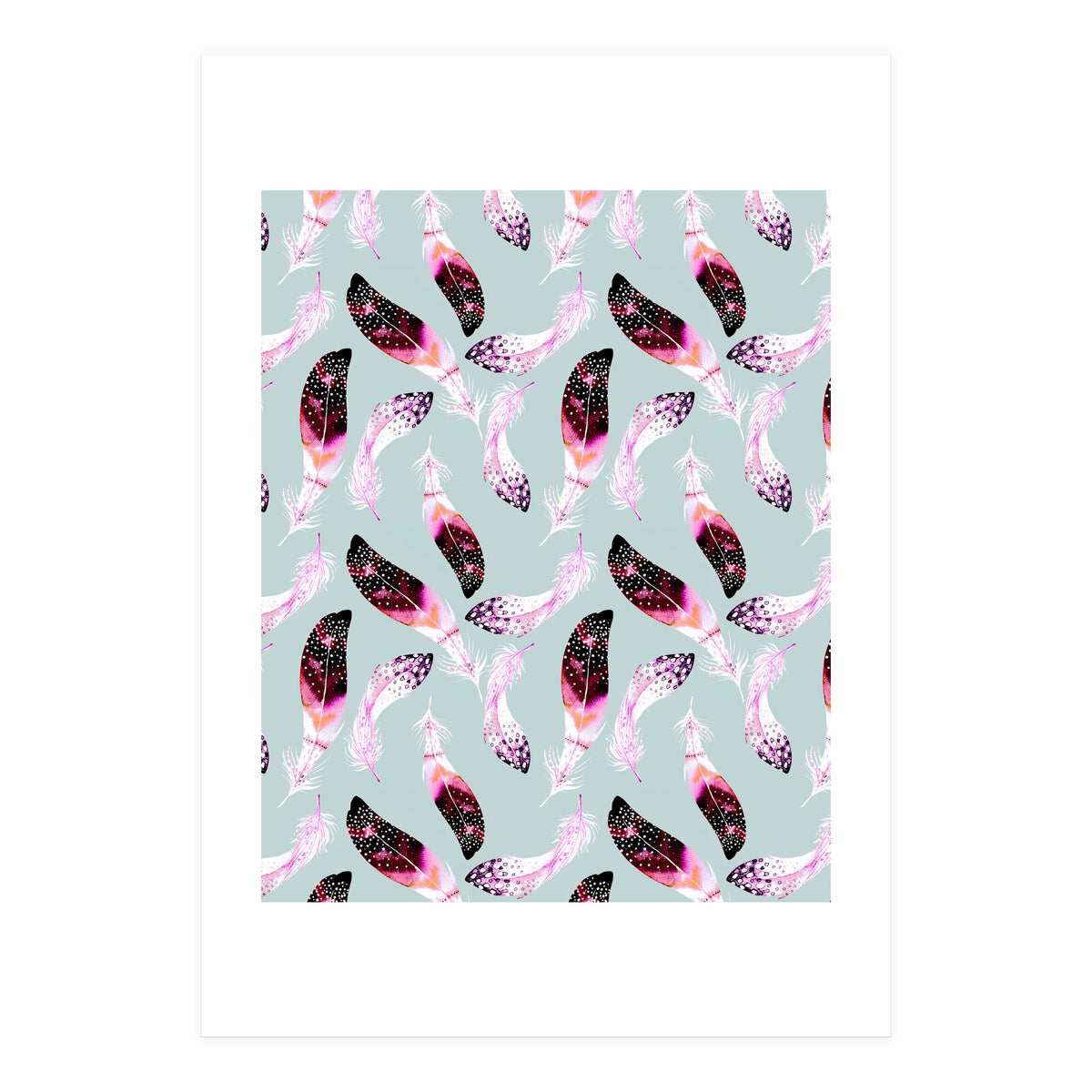 Bohemian pattern of feathers  (Print Only)